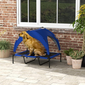 PawHut Cooling Raised Dog Bed w/ Breathable Mesh, for L Dogs - Dark Blue
