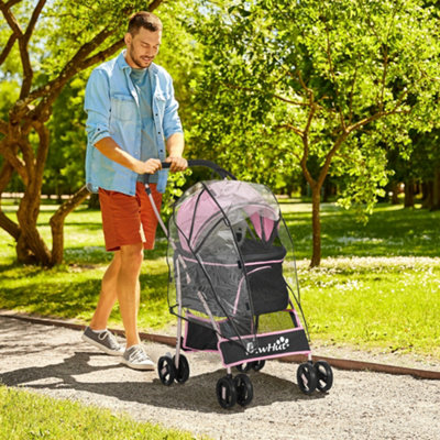 PawHut Detachable Pet Stroller with Rain Cover for Small and Tiny Dogs, Pink Price Comparisons | Compare The Build