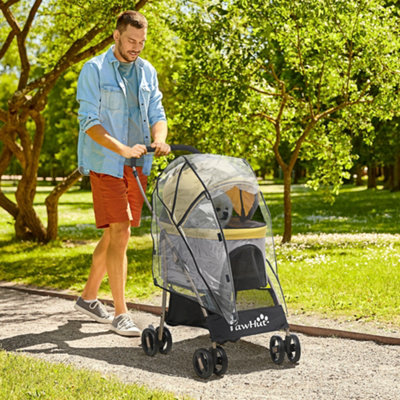 PawHut Detachable Pet Stroller with Rain Cover for Small and Tiny Dogs, Yellow Price Comparisons | Compare The Build