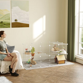 PawHut DIY Pet Playpen 36 Panel for Rabbit Chinchilla Hedgehog, White