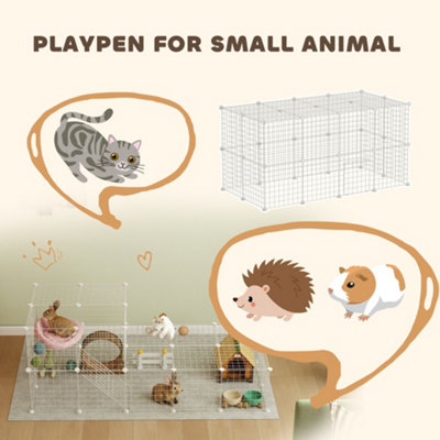 PawHut DIY Pet Playpen 36 Panel for Rabbit Chinchilla Hedgehog, White