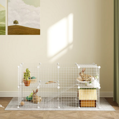 PawHut DIY Pet Playpen 36 Panel for Rabbit Chinchilla Hedgehog, White
