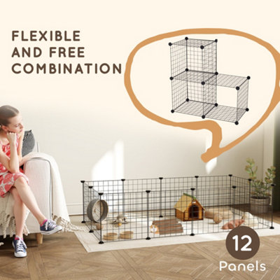 PawHut DIY Pet Playpen Metal Wire Fence Guinea Pig Small Animals Cage ...