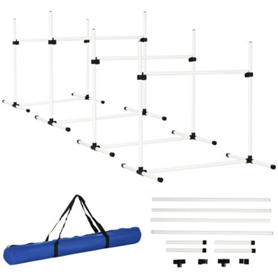 PawHut Dog Agility Equipment Height Adjustable Jumps Hurdle Set of 4 w/ Carrying Bag for Pet Outdoor Games Exercise Training