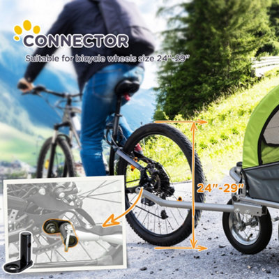 PawHut Dog Bike Trailer Stroller for Bicycle 360 Degrees Rotatable with Reflectors 3 Wheels Hitch Coupler Water Resistant Green - 5