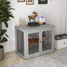 PawHut Dog Crate End Table w/ Locks and Latches, for Large Dogs