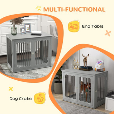 Image showcasing PawHut Dog Crate End Table w/ Locks and Latches, for Large Dogs