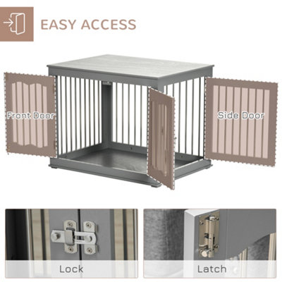 Picture of PawHut Dog Crate End Table w/ Locks and Latches, for Medium Dogs