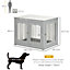 PawHut Dog Crate End Table w/ Three Doors, Furniture Style Dog Crate, for Medium Dogs, Indoor Use w/ Locks and Latches - Grey