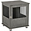PawHut Dog Crate Furniture End Table, Pet Kennel for Small Dogs with Magnetic Door Indoor Animal Cage, Grey, 60 x 55 x 70 cm