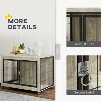 Curated visual reference: Visual Reference: Pawhut Dog Crate Furniture On Wheels For Large Dogs