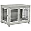 PawHut Dog Crate Furniture Side End Table w/ Soft Washable Cushion, Wire Mesh, Large Top, for Medium and Large Dogs