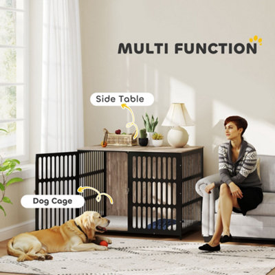 Image result for PawHut Dog Crate Furniture with Anti-Chew Resistant Mesh for XL Dogs