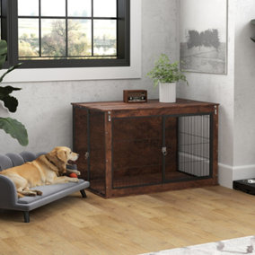 PawHut Dog Crate Furniture with Flip-up Top, 2 Doors, for Extra Large Dogs