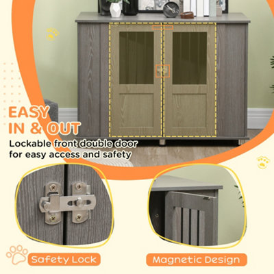 PawHut Dog Crate Kennel Cage for Extra Large Dog, Indoor End Table, Grey