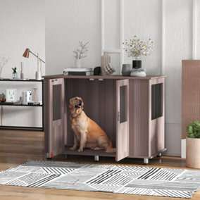 PawHut Dog Crate Kennel Cage for Extra Large Dog, Indoor End Table, Purple