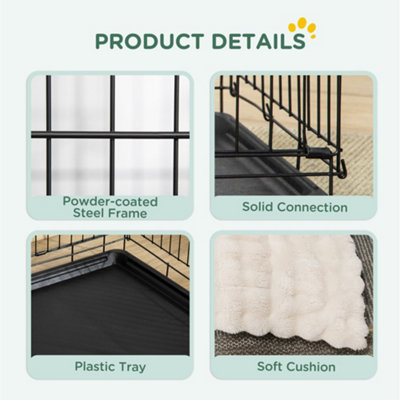 Image result for PawHut Dog Crate with Two Doors, Tray, Soft Cushion, for Small Dogs, Black