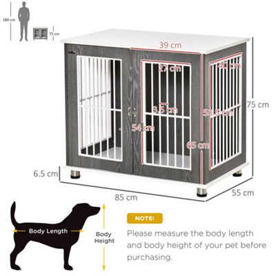 PawHut Dog Crate Wooden Pet Kennel Cage End Table w Lockable Door