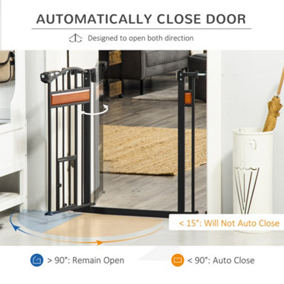 PawHut Dog Stair Gate With Cat Door Auto-Close Fits 74-100cm Openings