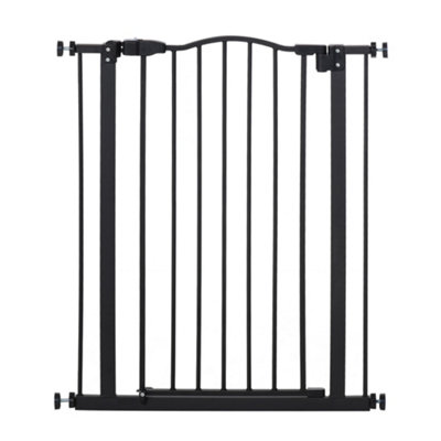 PawHut Dog Gate Pressure Fit Pet Tall Stairs Gate Safety Barrier Auto Close, 94cm Extra Tall, 74-80cm Wide,Black