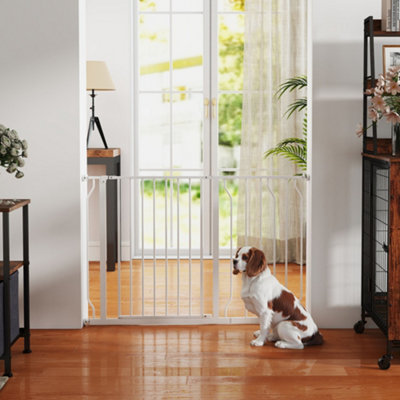 Pawhut Dog Stair Gate 106cm Extra Tall Height, 76-104cm Adjustable