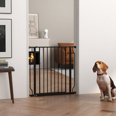 PawHut Dog Gate Wide Stair Gate w Door Pressure Fit 75 85W cm