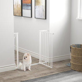 PawHut Dog Gate Wide Stair Gate w/ Door Pressure Fit, 75-95W cm, White