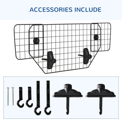 PawHut Dog Guard for Cars Adjustable Boot Barrier Metal Mesh Pet Headrest 90 120W x 40.5