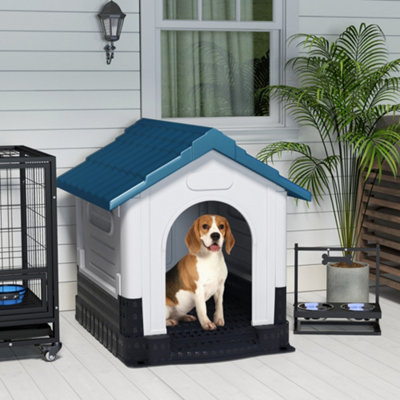 PawHut Dog Kennel for Outside, for M and L Dogs, 101 x 88 x 99cm, Blue Price Comparisons | Compare The Build