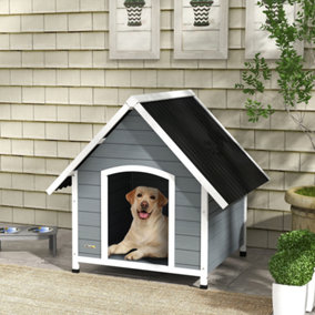PawHut Dog Kennel Outdoor Dog House w/ Removable Floor, for Large Dogs - Grey