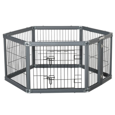 PawHut Dog Play Pen 6 Panel Pet Playpen Foldable Puppy Playpen Rabbit Guinea Pig Run w