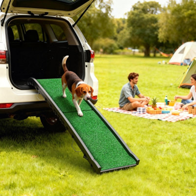 PawHut Dog Ramp for Car Foldable & Portable, Artificial Anti-slip Surface