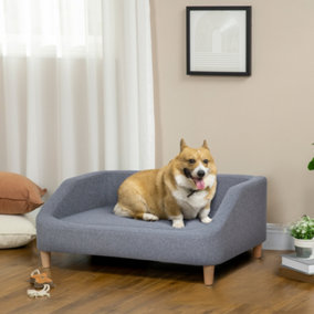 PawHut Dog Sofa Bed Cat Sofa w/ Soft Cushion for Small Medium Large Dogs Grey