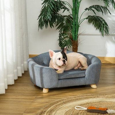 PawHut Dog Sofa Bed w Removable Soft Cushion for XS Size Dogs Grey