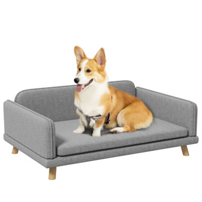 PawHut Dog Sofa Bed With Legs Water Resistant Fabric For Medium Dogs   Pawhut Dog Sofa Bed With Legs Water Resistant Fabric For Medium Dogs Grey~5056725334178 01c MP