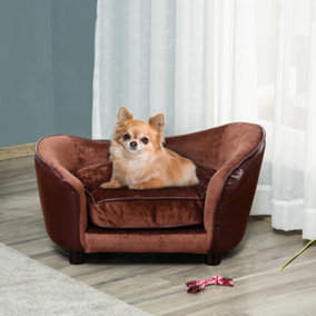 PawHut Dog Sofa Chair W/ Legs Cushion for XS Dog Cat 68.5x40.5x40.5 cm, Brown