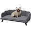 PawHut Dog Sofa for Medium, Large Dogs, Shell Shaped Pet Couch Bed w/ Legs, Cushion, Washable Cover - Grey