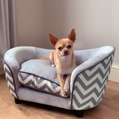 PawHut Dog Sofa Pet Couch for XS Dogs w Removable Sponge Padded Cushion Grey DIY at B Q