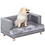 PawHut Dog Sofa Pet Lounge Bed w/ Anti-slip Legs for Small-Sized Dogs - Grey