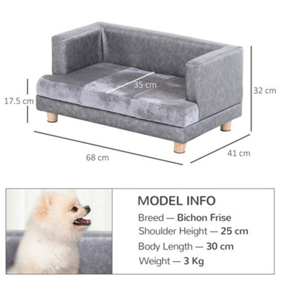 PawHut Dog Sofa Pet Lounge Bed w/ Anti-slip Legs for Small-Sized