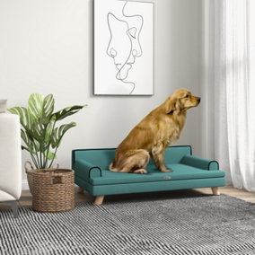 PawHut Dog Sofa w/ Legs, Water-Resistant Fabric for Large, Medium Dogs - Green