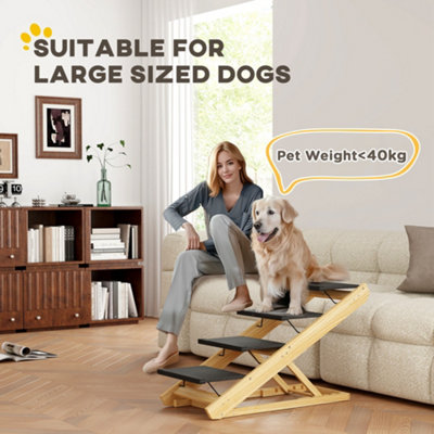 PawHut Dog Steps For Sofa, 4 Steps Dog Stairs, Pet Stairs, With