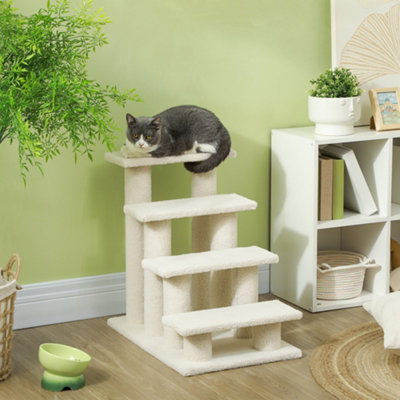 PawHut Dog Steps for Bed 4 Step Pet Stairs for Sofa Dog Cat Climb ...