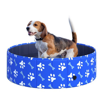 PawHut Dog Swimming Pool Foldable Pet Bathing Shower Tub Padding Pool ...