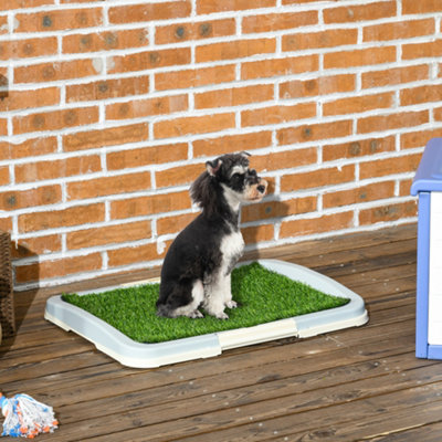 PawHut Dog Toilet Indoor w Artificial Grass Grid Panel Tray 63 x 48.5cm