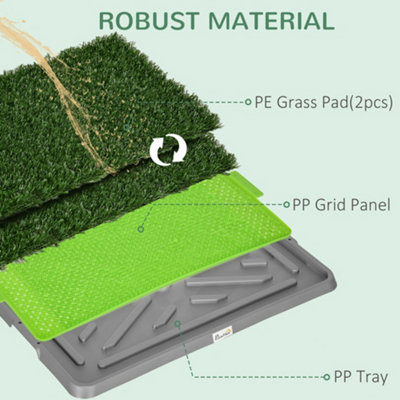 PawHut Dog Toilet with 2 Packs Artificial Grass Pads 67 x 41cm Green DIY at B Q