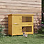 PawHut Double Decker Rabbit Hutch Bunny Cage Pet House Outdoor W/ Tray, Yellow