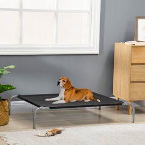 PawHut Elevated Pet Bed Cooling Raised Cot Style Bed for Large Medium Sized Dogs with Non-slip Pads Steel Frame