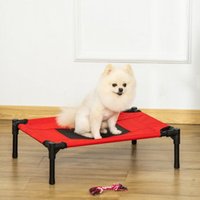 Pawhut Elevated Pet Bed Dog Cool Cot Sleep Indoor Outdoor Portable Basket Red