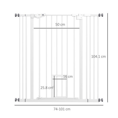Pawhut Extra Tall Dog Gate With Cat Door 7480 Cm Wide | Robert Dyas
